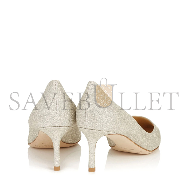 JIMMY CHOO ROMY 60 PLATINUM ICE DUSTY GLITTER POINTY TOE PUMPS ROMY60DGZ JIMMY CHOO ROMY 60 PLATINUM ICE DUSTY GLITTER POINTY TOE PUMPS ROMY60DGZ